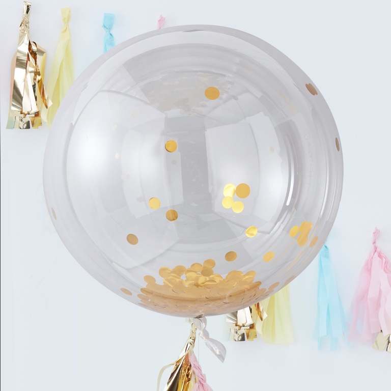 Konfetové Guľaté Balóny - 90 cm - Zlatá (3ks)